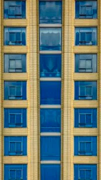 Vertical frame Close up of windows and decks of apartment Stock Photos