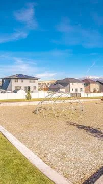 Vertical frame Corner angle perspective of a kids playground Foto stock