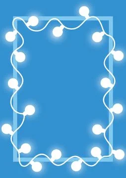 Vertical frame decorated with shining light bulbs. Stock Illustration