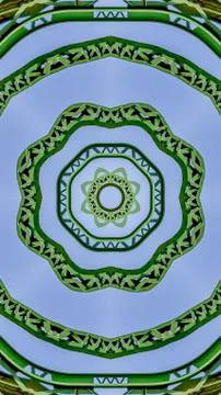 Vertical frame Interesting Circular green metal bars created using reflections Stock Photos