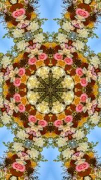 Vertical frame Interesting display of flowers in circular arrangement at wedding Stock Photos