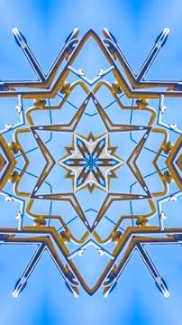 Vertical frame Metal beams making a star pattern in the sky Foto stock