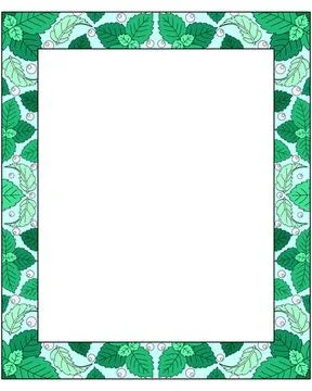 Vertical frame with mint leaves and air bubbles copy space - vector full color Illustrazione stock