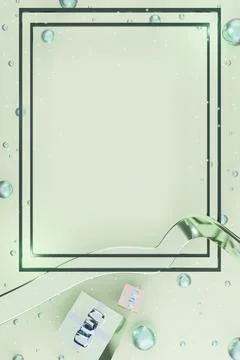 Vertical frame new year and christmas background gift box balloons and ribbon Stock Illustration