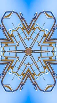 Vertical frame Patterned beams of metal from a work site 스톡 사진