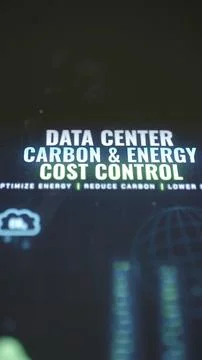 Vertical frame places the Data Center Carbon and Energy Cost Control title 库存照片