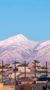 Vertical frame Rooftop view of a housing estate in Utah Valley 스톡 사진