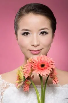 Vertical frame Smile 25 to 30. Fresh Portrait Alone people Skin Spring Pink Stock Photos