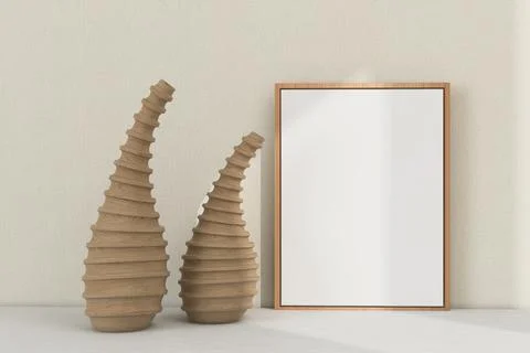 Vertical frame, table decor. Frame mockup. 库存插图