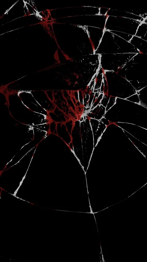 Vertical fresh red blood dripping on broken screen on black background Video stock 337697885