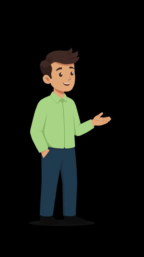 Vertical Friendly Business Man Presenting Animated Character 库存影片 341613151