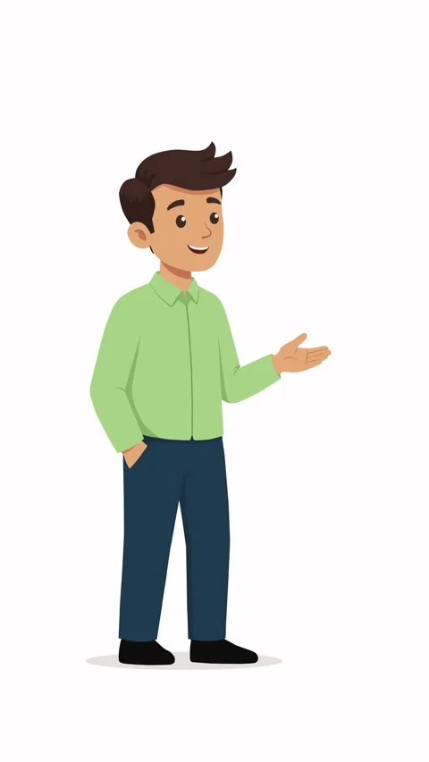 Vertical Friendly Business Man Presenting Animated Character Stock Footage 341613152