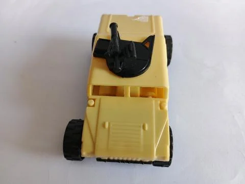 Vertical Front High Angle View of a Plastic Toy Military Humvee Foto stock