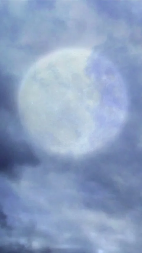 Vertical Full Wolf Moon Cloud Crawl 4K Loop Stock Footage 273237402