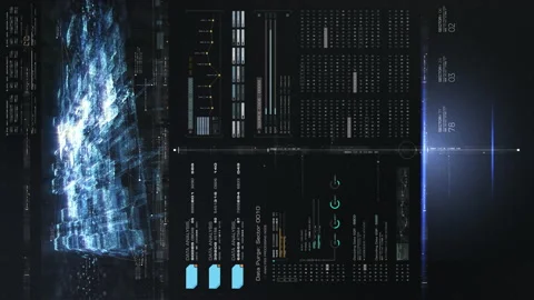 Vertical Futuristic Quantum Computing Simulation Stock Footage 150737175