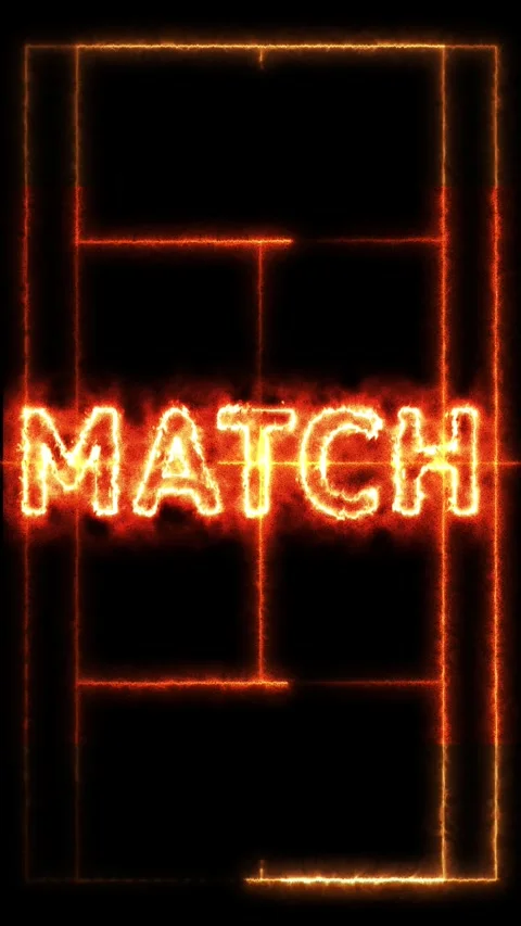 Vertical game set match text tennis background fire animation Stock Footage 306675343