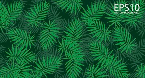 Vertical garden with tropical green leaf pattern background Ilustração Stock