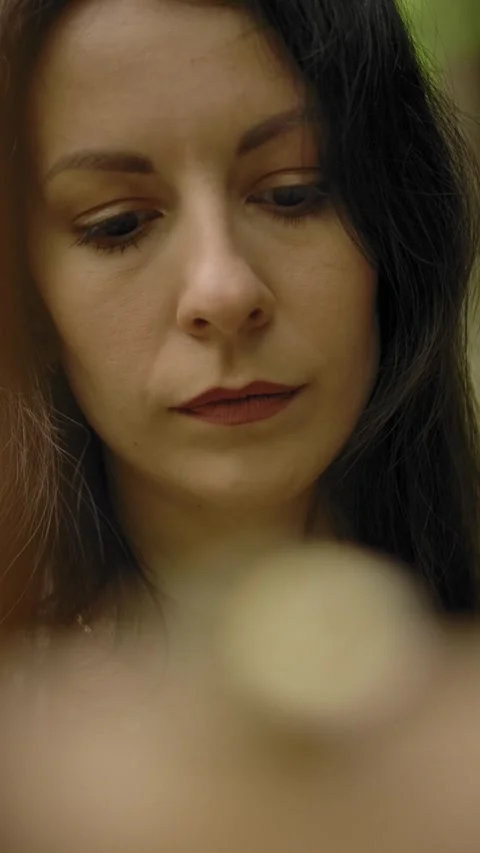 Vertical of General wide shot of a cute artist painting a landscape on an easel Stock Footage 276926005