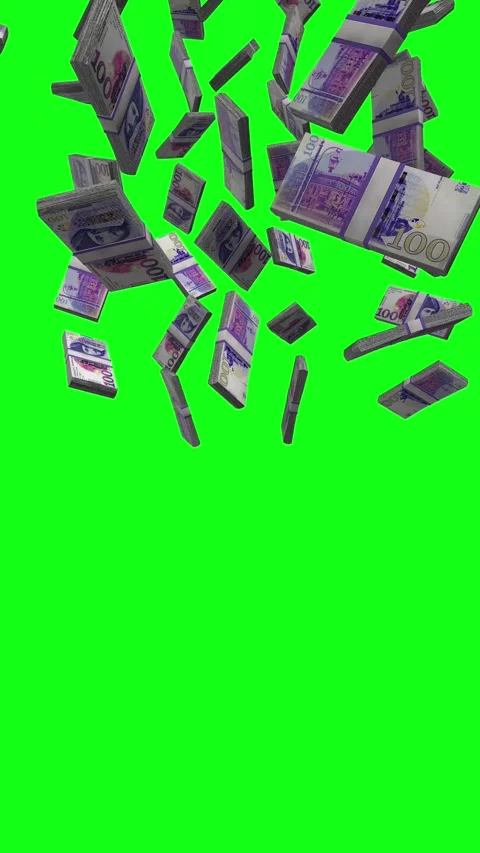 Vertical Georgian Lari Falling Animation on Green Screen Stock Footage 303180892