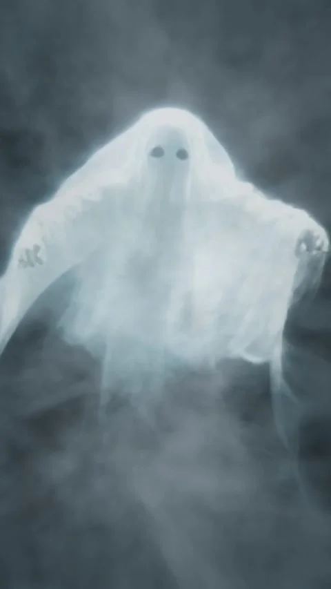 Vertical Ghost Flying out of Darkness 4K Loop Stock Footage 319043005