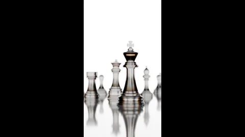 Vertical Glass Chess King Focus, Strategic Leadership and Success Concept, 4K Stock Footage 332053729