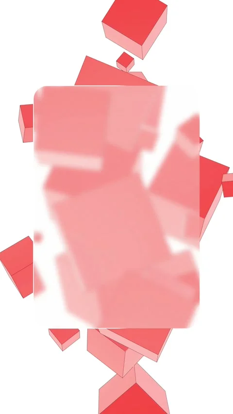 Vertical glassmorphism template with red 3D cubes Stock Footage 336488369