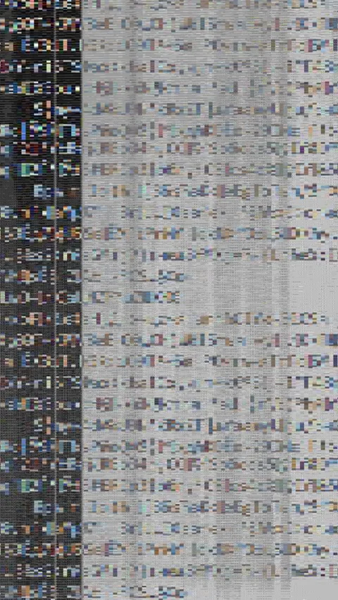 Vertical glitch noise code error data script text Stock Footage 237446840