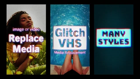 Vertical Glitch VHS Title Stock After Effects