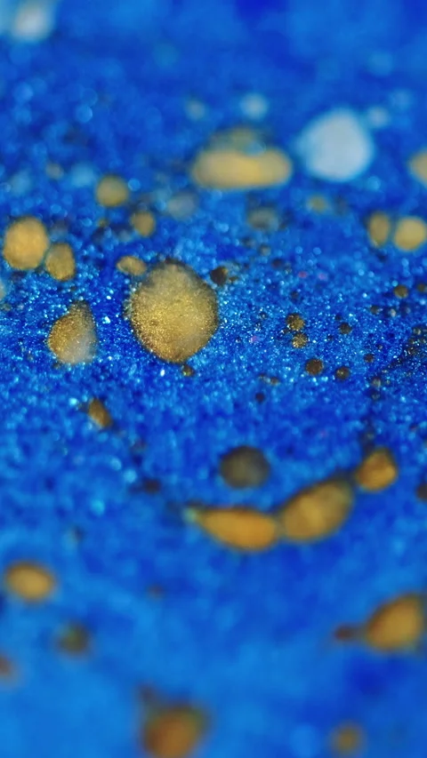 Vertical Glitter drops flow sparkling ink texture gold blue Stock Footage 285473696