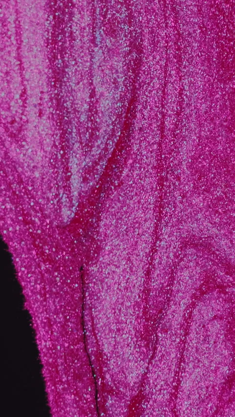 Vertical Glitter fluid drip ink water pink red black paint Stock Footage 271050986