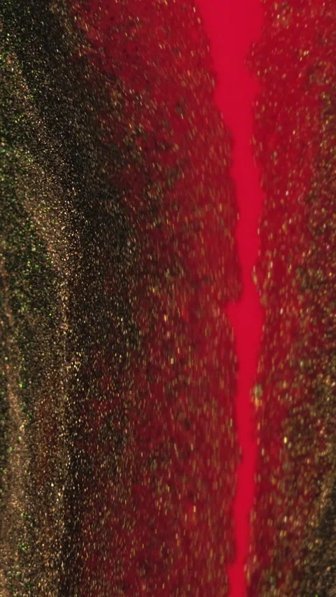 Vertical Glitter fluid drip paint mix red bronze ink spill Stock Footage 271051463
