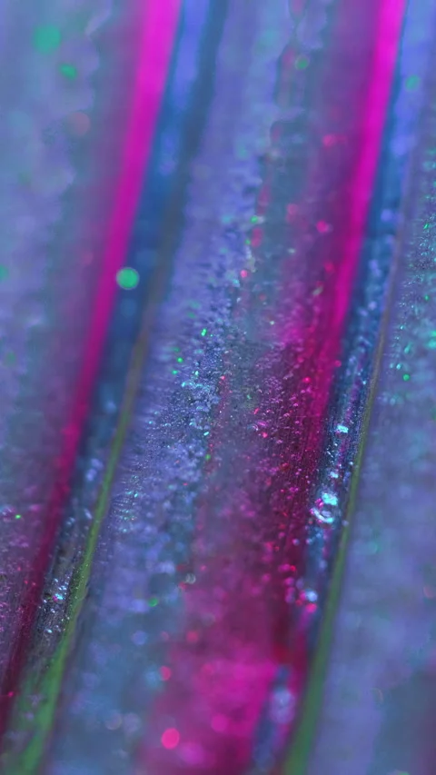 Vertical Glitter fluid drip paint spill neon pink blue ink Stock Footage 278845986