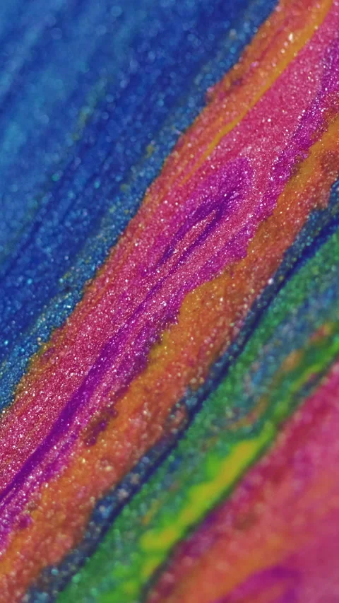 Vertical Glitter fluid flow paint spill color ink wave flow Stock Footage 271052736