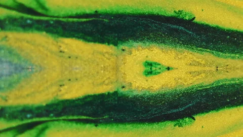 Vertical glitter fluid spill ink fractal yellow Stock Footage 285696537