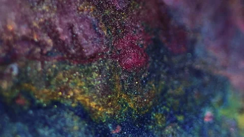 Vertical glitter fluid spill paint splash ink mix Video stock 284687273