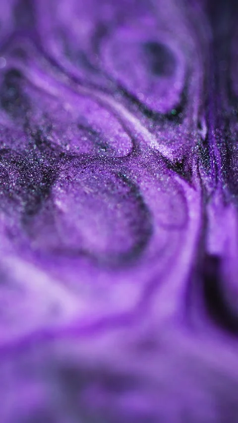 Vertical glitter fluid splash ink blend purple mix Stock Footage 313480439