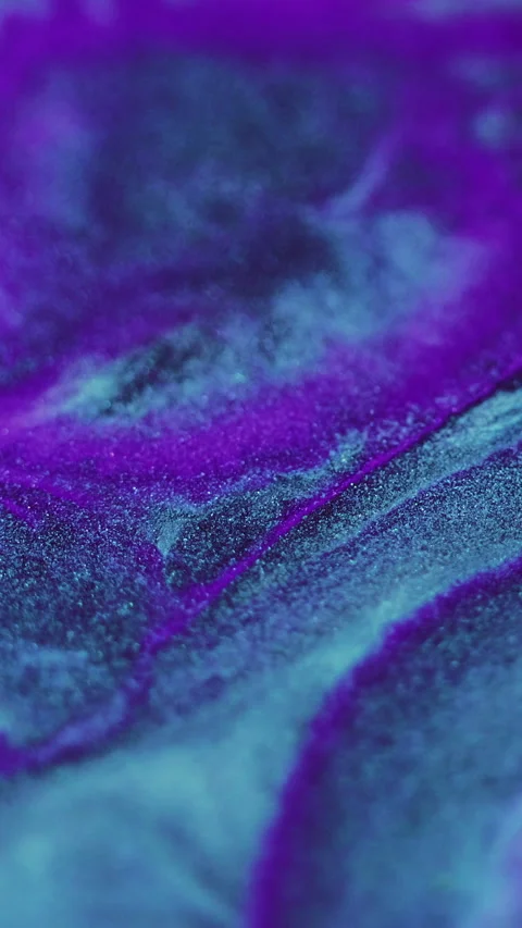 Vertical Glitter fluid texture paint splash purple blue ink Stock Footage 276800205