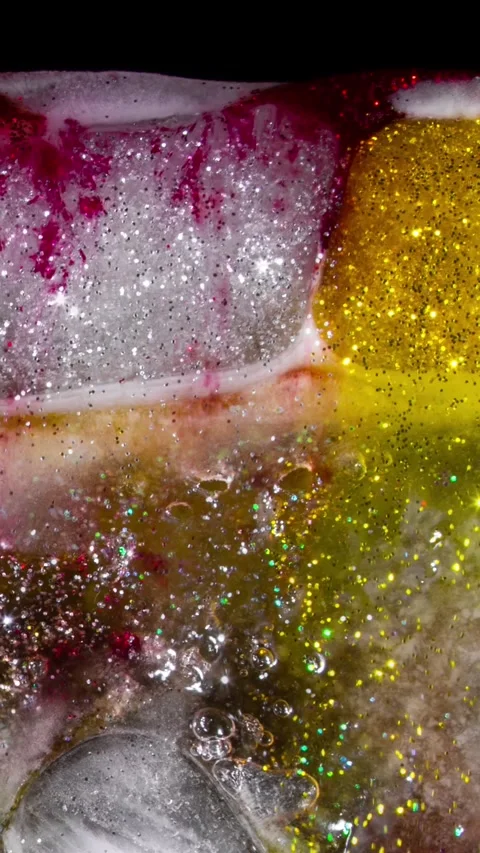 Vertical Glitter Ice Melting Time Lapse Abstract Background Stock Footage 337328300