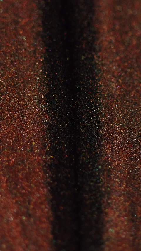 Vertical Glitter ink drip paint pouring brown black spill Stock Footage 275217176