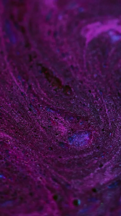 Vertical Glitter ink flow bubble fluid texture purple paint Video stock 285581503