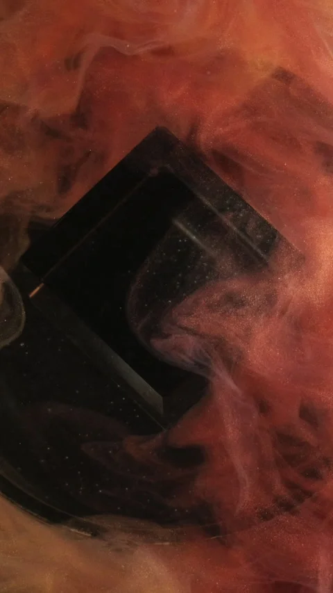 Vertical glitter smoke wave ink water drop cube Video stock 296262597