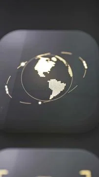 Vertical globe button opens orbital monitoring Stock Photos