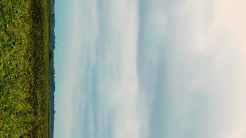 Vertical. Gloomy Rain Cumulus Clouds in a Gray Cloudy Sky over a Field, Time Lap Stock Footage 256966363