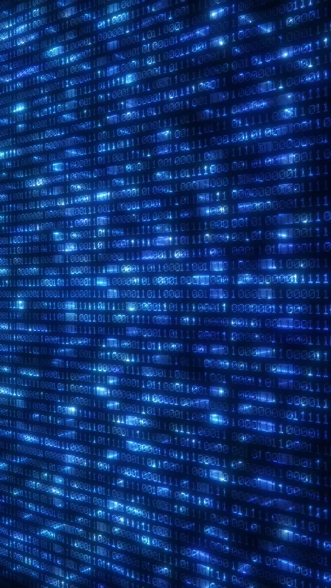 Vertical glowing blue digital matrix Vidéo 325885204