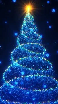 Vertical glowing Christmas tree made of colorful lights and sparkles with s.. Stock Illustration