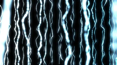 Vertical glowing electric lines with blue plasma energy flowing on dark backg Видео 330593378