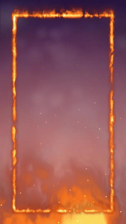 Vertical Glowing Fire Frame with Rising Smoke and Embers Background Stock Footage 346434801
