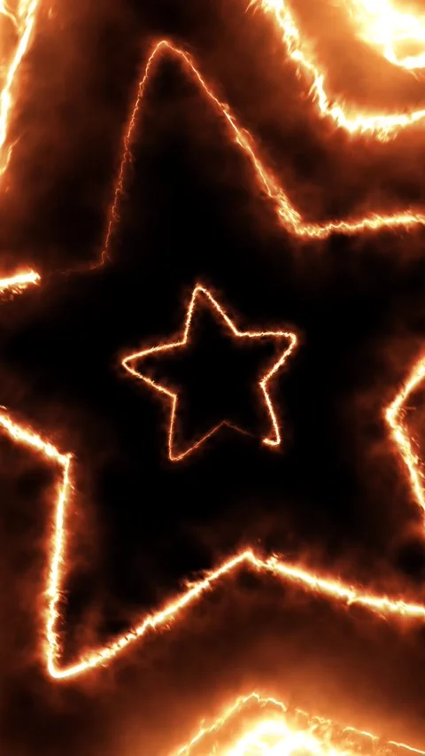 Vertical Glowing Fire Star Tunnel Animation with Infinite Zoom Effect Stock Footage 327113938