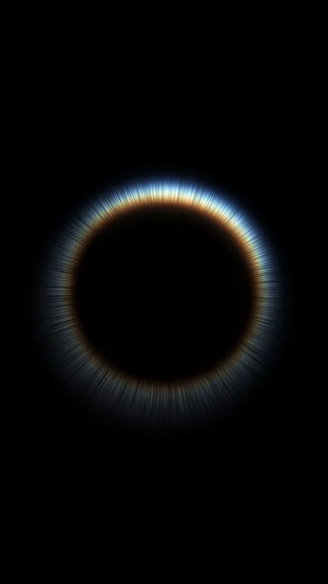 Vertical Glowing Halo Ring Light Aura Loop 4k Black Background Stock Footage 346696318