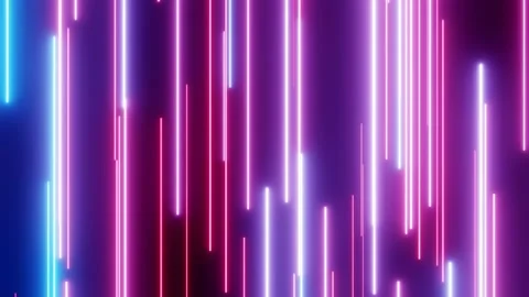 Vertical glowing lines move in space. Abstract fluorescent background. Video stock 139132132